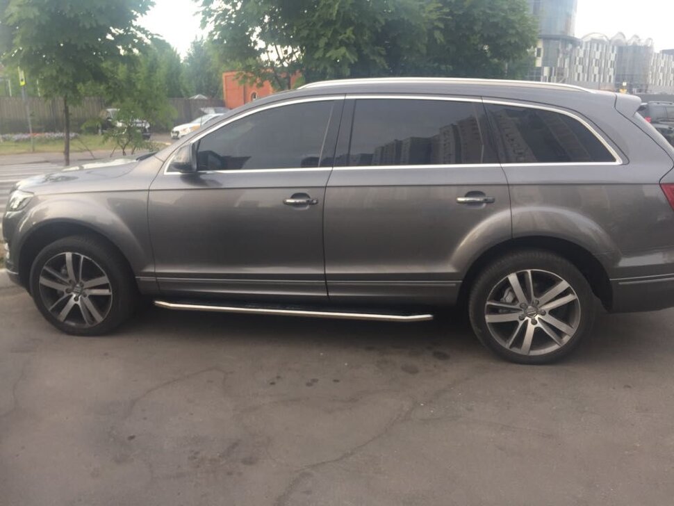 Пороги площадки (подножки) "Premium" Rival для Audi Q7 I рестайлинг 2009-2015, 193 см, 2 шт., алюминий, A193ALP.5801.3 с возможностью установки
