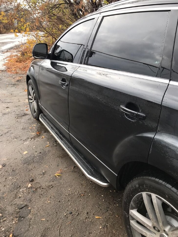 Пороги площадки (подножки) "Premium" Rival для Audi Q7 I рестайлинг 2009-2015, 193 см, 2 шт., алюминий, A193ALP.5801.3 купить недорого