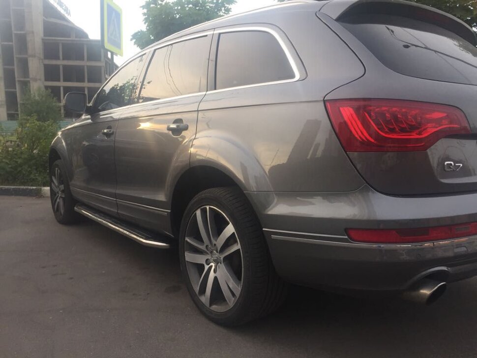 Пороги площадки (подножки) "Premium" Rival для Audi Q7 I рестайлинг 2009-2015, 193 см, 2 шт., алюминий, A193ALP.5801.3 с доставкой по всей России