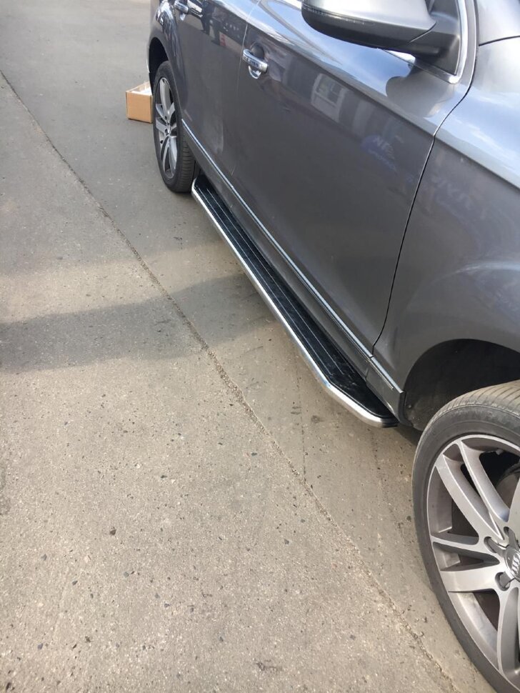Пороги площадки (подножки) "Premium" Rival для Audi Q7 I рестайлинг 2009-2015, 193 см, 2 шт., алюминий, A193ALP.5801.3 с инструкцией и сертификатом