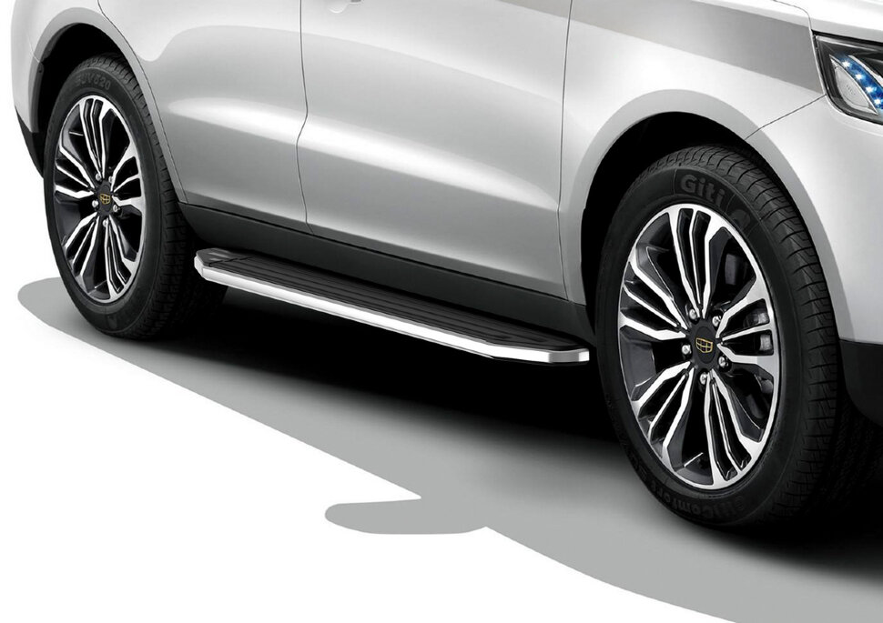 Пороги площадки (подножки) "Premium" Rival для Geely Emgrand X7 I рестайлинг 2018-н.в., 173 см, 2 шт., алюминий, A173ALP.1904.1 с доставкой по всей России