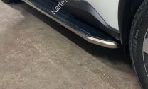 Пороги на автомобиль "Premium" Rival для Geely Emgrand X7 I рестайлинг 2018-н.в., 173 см, 2 шт., алюминий, A173ALP.1904.1