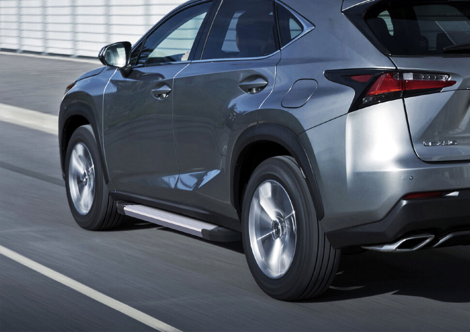 Пороги площадки (подножки) "Silver" Rival для Lexus NX 2014-2017, 173 см, 2 шт., алюминий, F173AL.3202.1 с доставкой по всей России