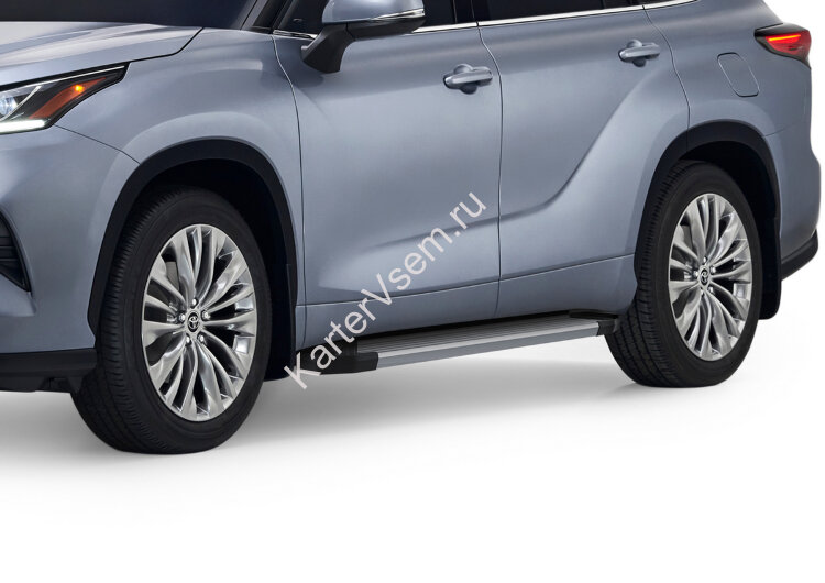Пороги площадки (подножки) "Silver" Rival для Toyota Highlander U70 2020-н.в., 180 см, 2 шт., алюминий, F180AL.5711.1