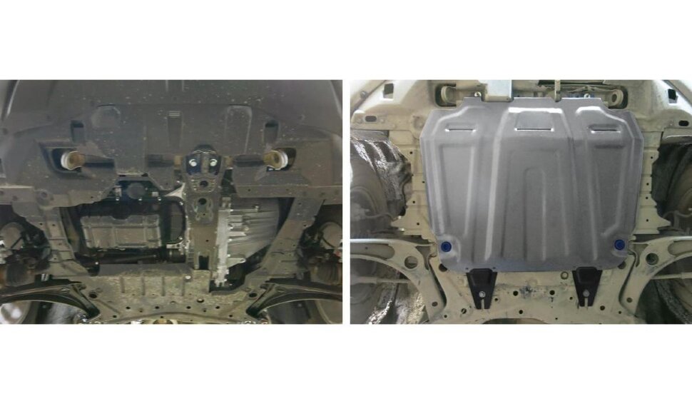 Защита картера и КПП Rival (увеличенная) для Mitsubishi Outlander XL 2005-2012, штампованная, алюминий 3 мм, с крепежом, 333.4016.3
