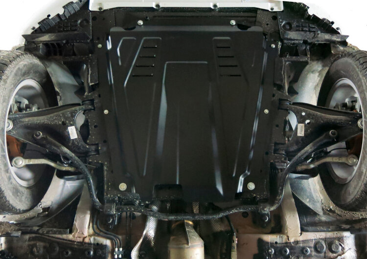 Защита картера и КПП АвтоБроня для Nissan Almera G15 2012-2018, штампованная, сталь 1.5 мм, с крепежом, 111.06027.1