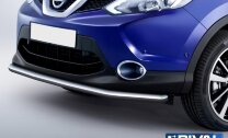 Защита переднего бампера d57 + комплект крепежа, RIVAL, Nissan Qashqai 2013-
