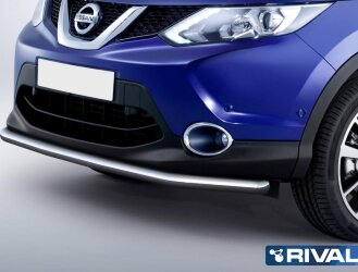 Защита переднего бампера d57 + комплект крепежа, RIVAL, Nissan Qashqai 2013-