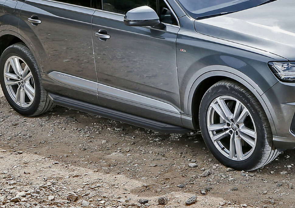 Пороги площадки (подножки) "Premium-Black" Rival для Audi Q7 II 2015-2020 2020-н.в., 193 см, 2 шт., алюминий, A193ALB.0304.1 с доставкой по всей России