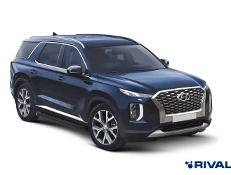 Пороги на автомобиль (подножки) "Premium-Black" Rival для Hyundai Palisade 2020-н.в., 193 см, 2 шт., алюминий, A193ALB.2311.1