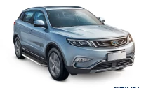 Пороги на автомобиль (подножки) "Premium" Rival для Geely Atlas 2018-н.в., 173 см, 2 шт., алюминий, A173ALP.1903.2