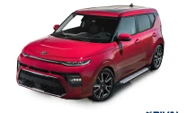 Пороги на автомобиль (подножки) "Bmw-Style круг" Rival для Kia Soul III 2019-н.в., 180 см, 2 шт., алюминий, D180AL.2805.1