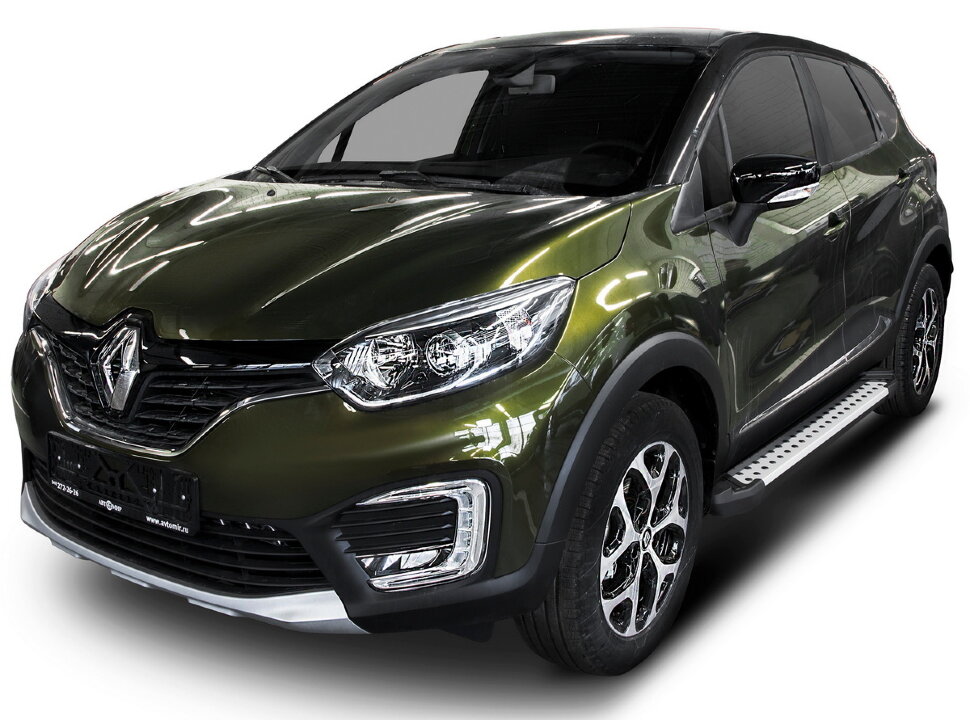 Пороги площадки (подножки) "Bmw-Style круг" Rival для Renault Kaptur 2016-2020, 173 см, 2 шт., алюминий, D173AL.4703.1 купить недорого