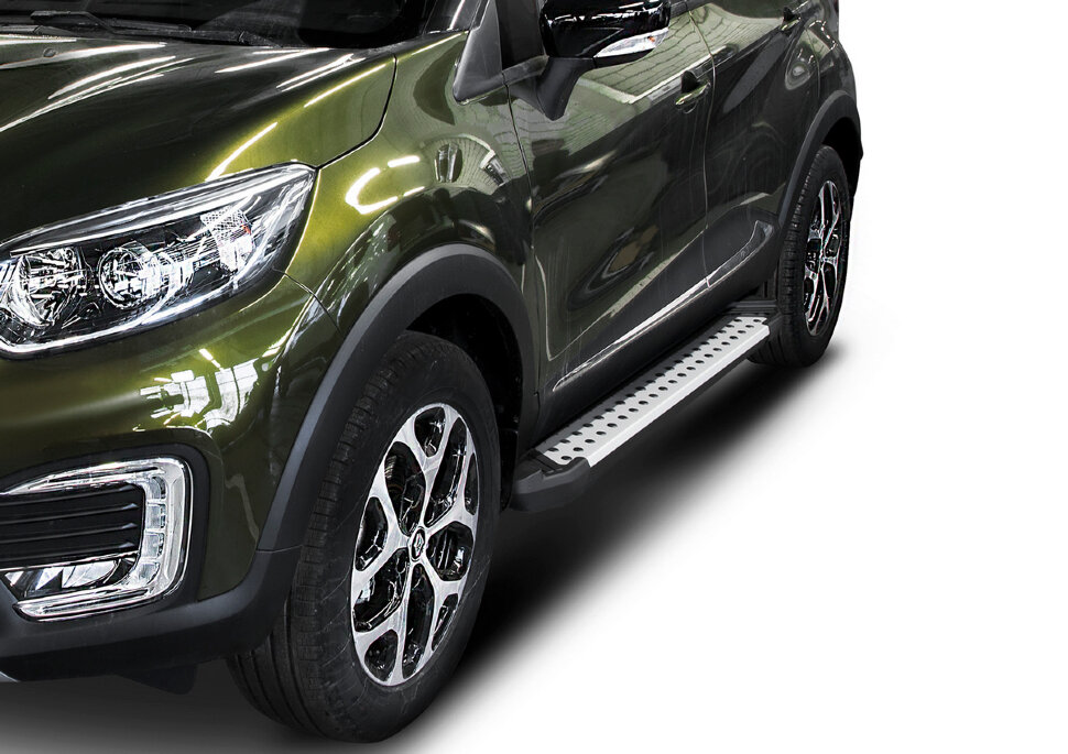 Пороги площадки (подножки) "Bmw-Style круг" Rival для Renault Kaptur 2016-2020, 173 см, 2 шт., алюминий, D173AL.4703.1 с доставкой по всей России