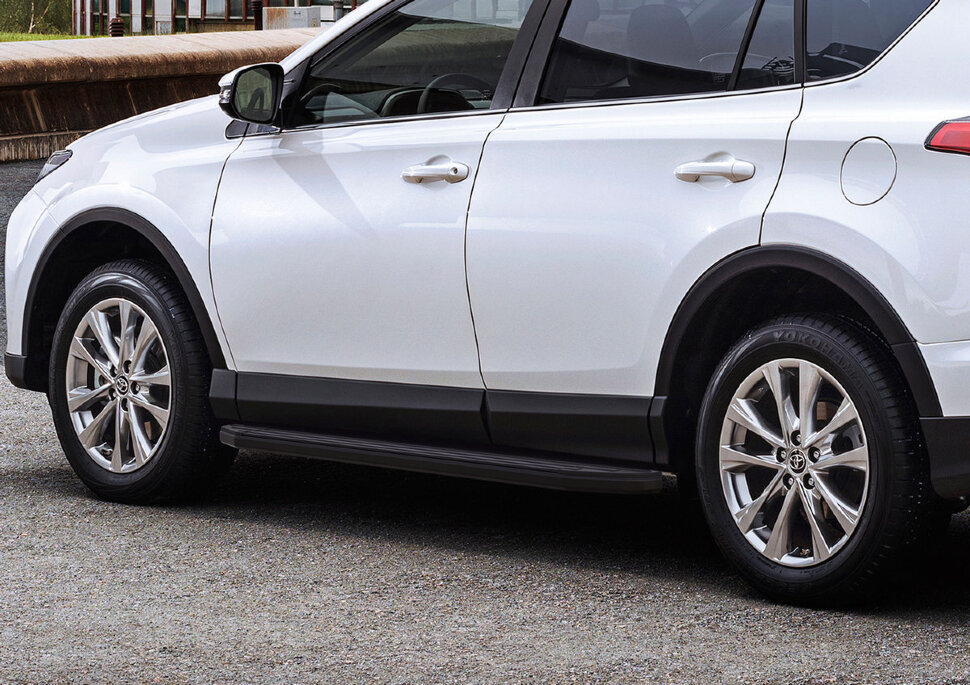 Пороги площадки (подножки) "Premium-Black" Rival для Toyota RAV4 CA40 2012-2019, 173 см, 2 шт., алюминий, A173ALB.5705.1 с доставкой по всей России