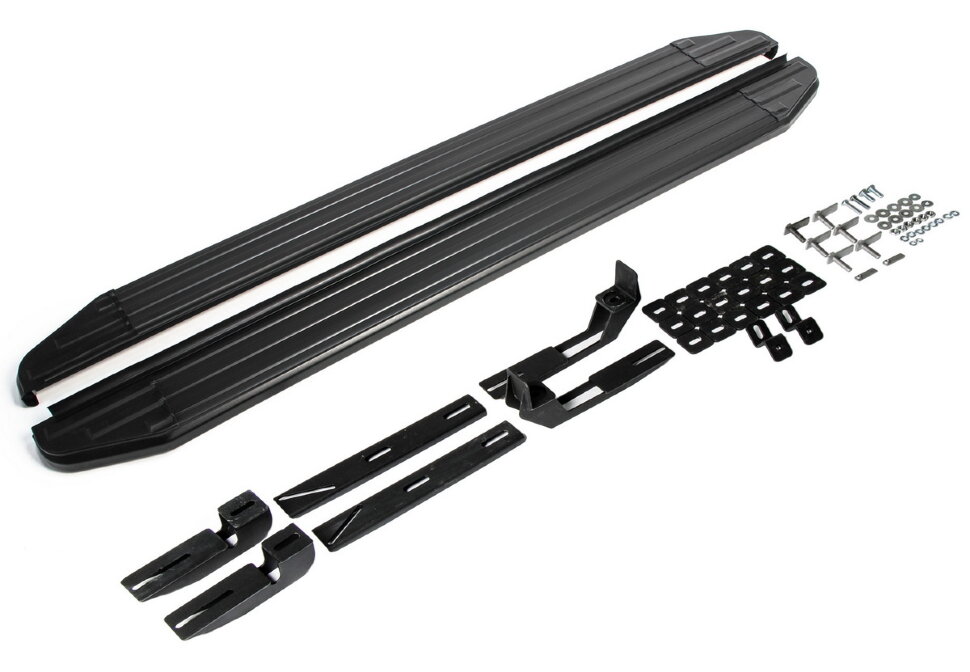 Пороги площадки (подножки) "Premium-Black" Rival для Toyota RAV4 CA40 2012-2019, 173 см, 2 шт., алюминий, A173ALB.5705.1 с инструкцией и сертификатом