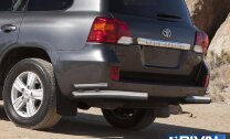 Защита заднего бампера d76+d42 уголки + комплект крепежа, RIVAL, Toyota Land Cruiser 200 2011-2015