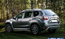 Защита заднего бампера d57 скоба + комплект крепежа, RIVAL, Nissan Terrano 2014-
