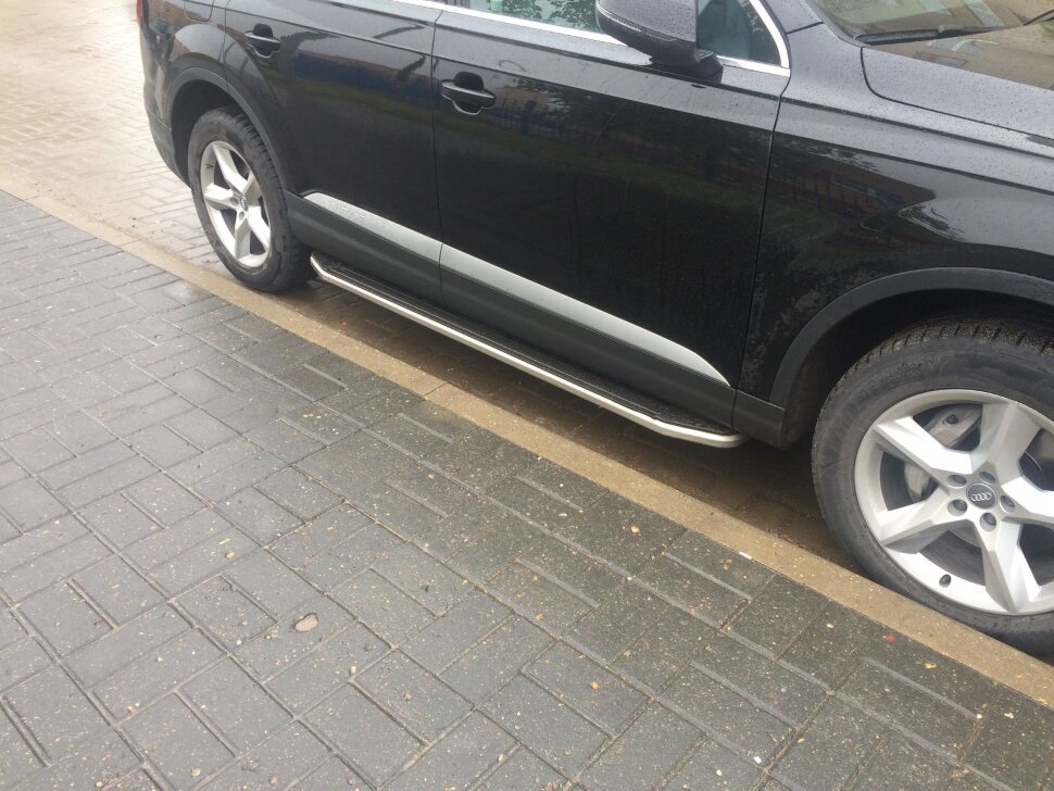 Пороги площадки (подножки) "Premium" Rival для Audi Q7 II 2015-2020 2020-н.в., 193 см, 2 шт., алюминий, A193ALP.0304.1 купить недорого