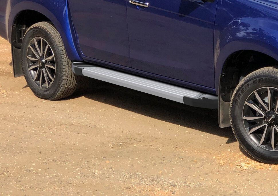 Пороги площадки (подножки) "Silver" Rival для Isuzu D-Max II рестайлинг 2017-н.в., 193 см, 2 шт., алюминий, F193AL.9101.1 с доставкой по всей России