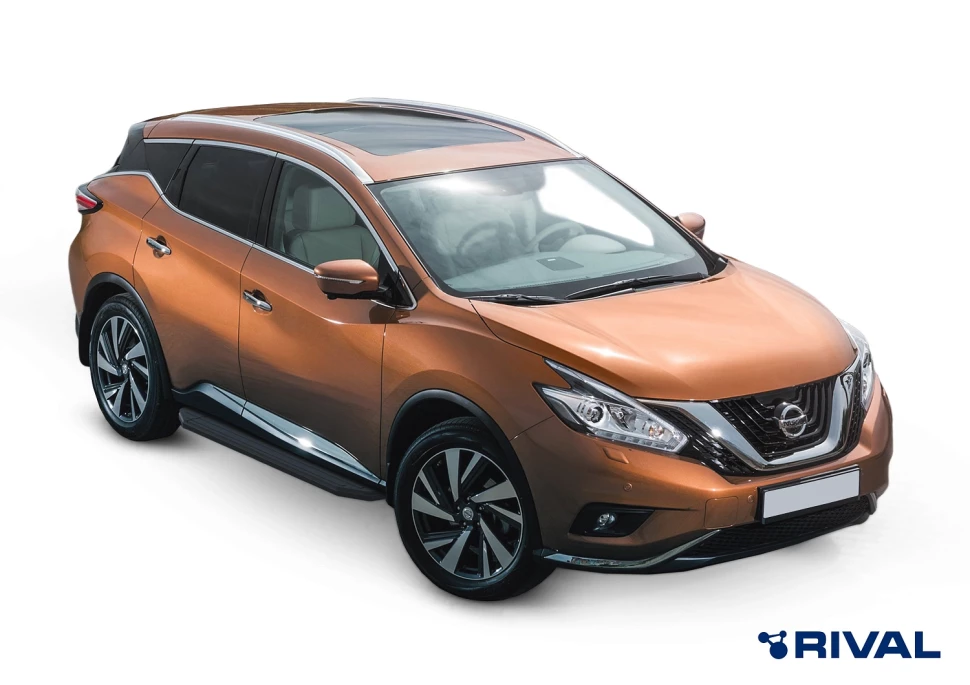 Пороги на автомобиль (подножки) "Premium-Black" Rival для Nissan Murano Z52 2016-н.в., 180 см, 2 шт., алюминий, A180ALB.4108.3