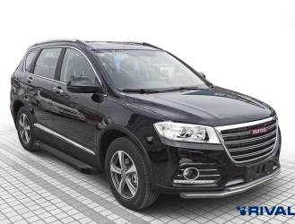 Пороги на автомобиль (подножки) "Black" Rival для Haval H6 2014-2020, 173 см, 2 шт., алюминий, F173ALB.9402.1