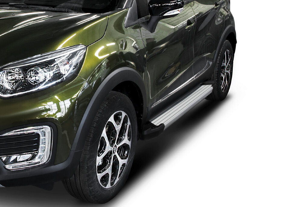 Пороги площадки (подножки) "Silver" Rival для Renault Kaptur 2016-2020, 173 см, 2 шт., алюминий, F173AL.4703.1 с доставкой по всей России