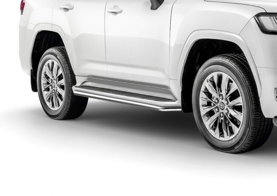 Защита штатных порогов d42 Rival для Toyota Land Cruiser 300 (70 Anniversary) 2021-н.в., нерж. сталь, 2 шт., R.5727.003 с доставкой по всей России