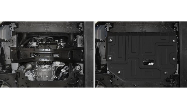 Защита картера и КПП Rival для Ford Tourneo Custom FWD 2012-2018 2017-н.в., сталь 1.8 мм, с крепежом, штампованная, 111.1867.1