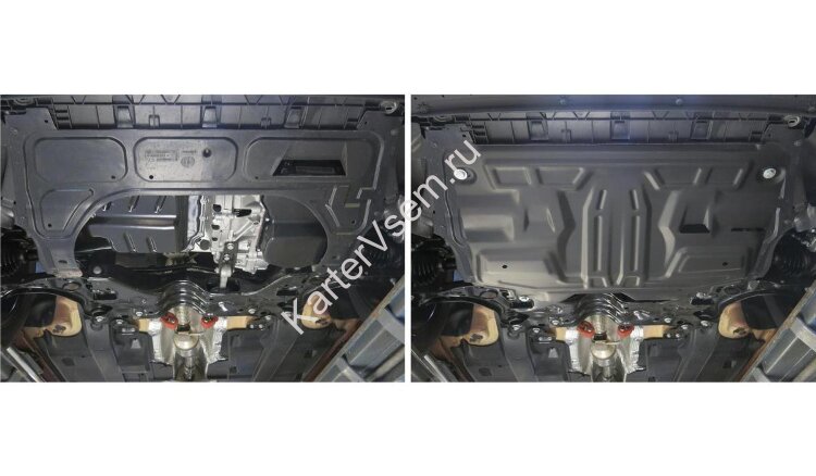 Защита картера и КПП AutoMax для Volkswagen Polo V хэтчбек 2010-2015, сталь 1.5 мм, с крепежом, штампованная, AM.5842.1