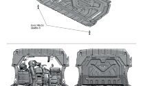 Защита картера и КПП Rival для Mitsubishi Outlander III 2012-2018, штампованная, алюминий 3 мм, с крепежом, 333.4036.1