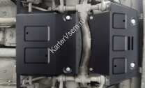 Защита картера, КПП и переднего редуктора АвтоБроня для Lada Niva Travel 2021-н.в., штампованная, сталь 1.8 мм, 2 части, с крепежом, K111.01022.1
