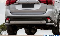 Защита заднего бампера d57 уголки + комплект крепежа, RIVAL, Mitsubishi Outlander 2015-