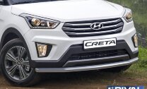 Защита переднего бампера d57 + комплект крепежа, RIVAL, Hyundai Creta 2016-