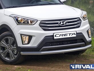 Защита переднего бампера d57 + комплект крепежа, RIVAL, Hyundai Creta 2016-
