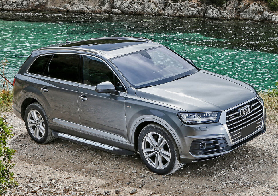 Пороги площадки (подножки) "Bmw-Style круг" Rival для Audi Q7 II 2015-2020 2020-н.в., 193 см, 2 шт., алюминий, D193AL.0304.1 купить недорого