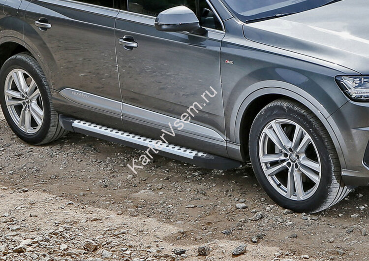 Пороги площадки (подножки) "Bmw-Style круг" Rival для Audi Q7 II 2015-2020 2020-н.в., 193 см, 2 шт., алюминий, D193AL.0304.1 с доставкой по всей России