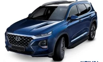 Пороги на автомобиль (подножки) "Premium-Black" Rival для Hyundai Santa Fe IV 2018-2021, 180 см, 2 шт., алюминий, A180ALB.2307.1