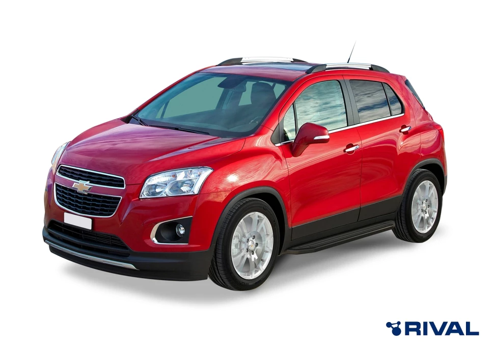 Пороги на автомобиль (подножки) "Premium-Black" Rival для Chevrolet Tracker III 2013-2015, 160 см, 2 шт., алюминий, A160ALB.4202.1