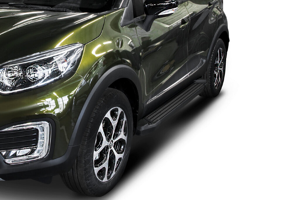 Пороги площадки (подножки) "Black" Rival для Renault Kaptur 2016-2020, 173 см, 2 шт., алюминий, F173ALB.4703.1 с доставкой по всей России