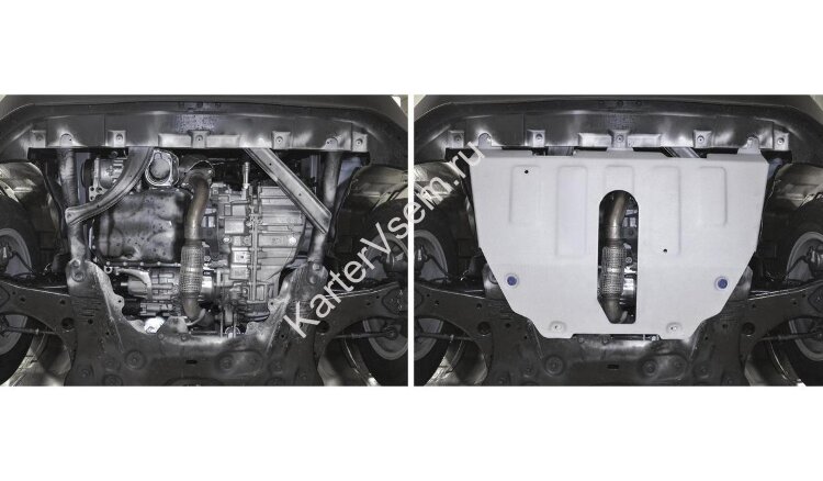 Защита картера и КПП Rival для Jeep Renegade 4WD 2014-2018 2018-н.в., штампованная, алюминий 4 мм, с крепежом, 333.2743.1