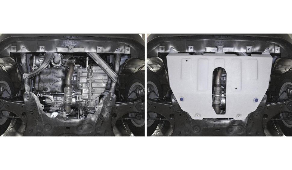 Защита картера и КПП Rival для Jeep Renegade 4WD 2014-2018 2018-н.в., штампованная, алюминий 4 мм, с крепежом, 333.2743.1