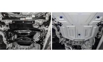 Защита КПП Rival для Volkswagen Touareg III (вкл. пакеты "Движение по бездорожью" и "Подвеска Pro") 2018-н.в. (устанавл-ся совместно с 333.5870.1), штампованная, алюминий 4 мм, с крепежом, 333.5871.1