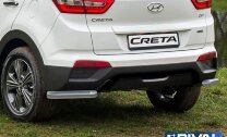 Защита заднего бампера d57 уголки + комплект крепежа, RIVAL, Hyundai Creta 2016-