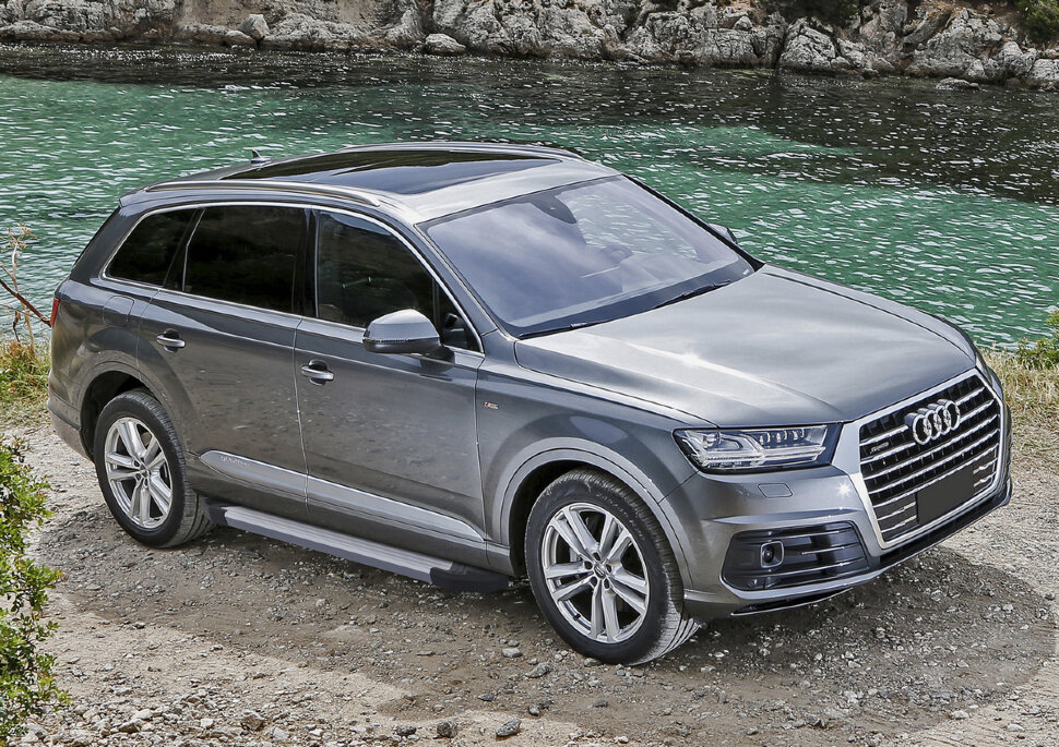Пороги площадки (подножки) "Silver" Rival для Audi Q7 II 2015-2020 2020-н.в., 193 см, 2 шт., алюминий, F193AL.0304.1 купить недорого