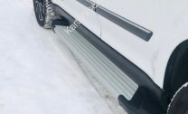 Пороги площадки (подножки) "Silver" Rival для Audi Q7 II 2015-2020 2020-н.в., 193 см, 2 шт., алюминий, F193AL.0304.1 с возможностью установки