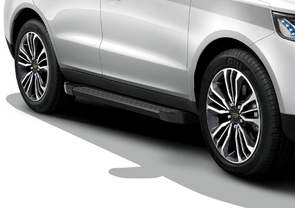 Пороги площадки (подножки) "Black" Rival для Geely Emgrand X7 I рестайлинг 2018-н.в., 173 см, 2 шт., алюминий, F173ALB.1904.1 с доставкой по всей России