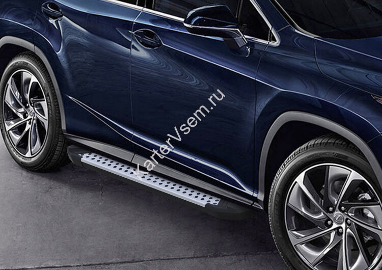 Пороги площадки (подножки) "Bmw-Style круг" Rival для Lexus RX IV 2015-н.в., 180 см, 2 шт., алюминий, D180AL.3203.1 с доставкой по всей России