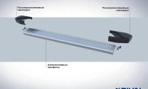 Пороги на автомобиль (подножки) "Silver" Rival для Lada Xray 2015-н.в., 173 см, 2 шт., алюминий, F173AL.6002.1