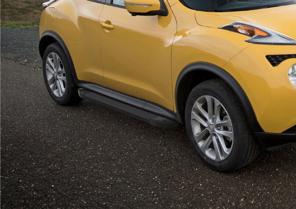 Пороги площадки (подножки) "Black" Rival для Nissan Juke I (передний привод) 2010-2019, 173 см, 2 шт., алюминий, F173ALB.4102.2 с доставкой по всей России